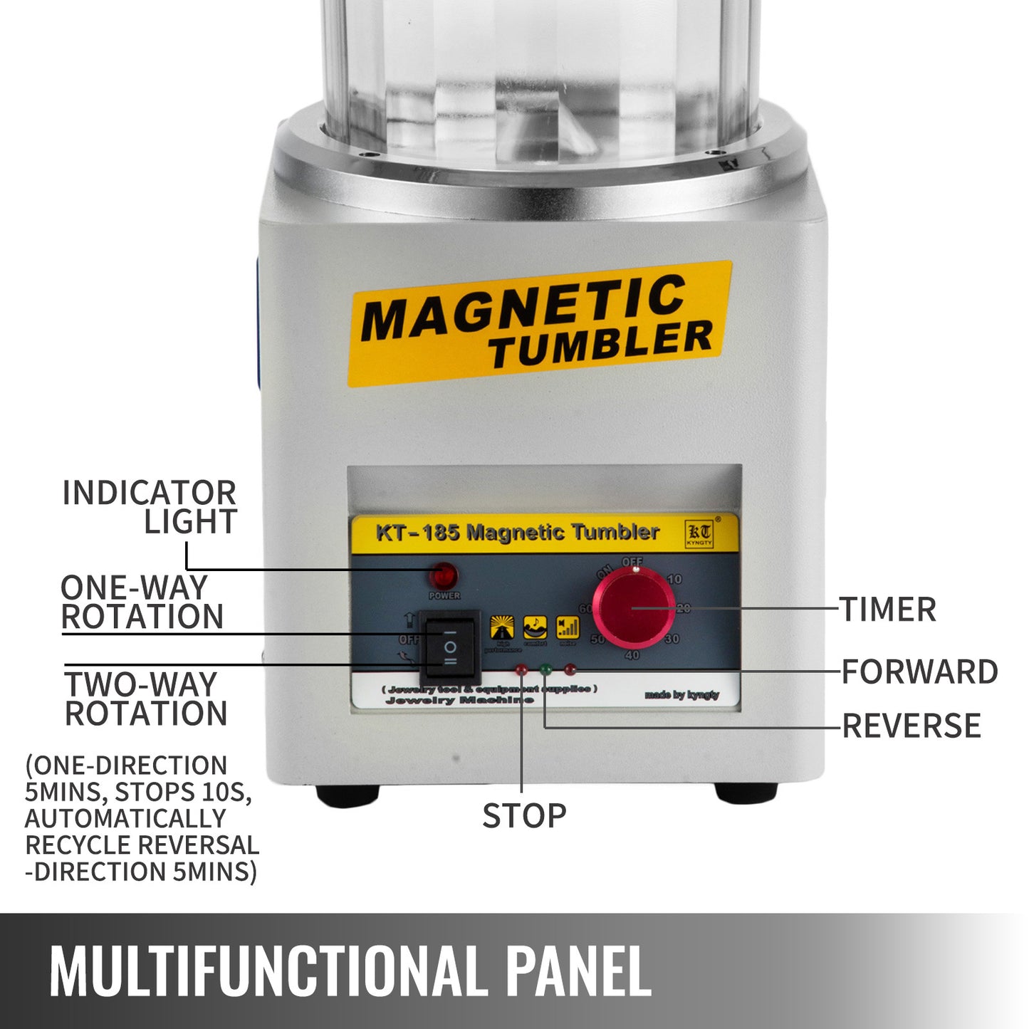 Juwelenpolijstmachine – Polijstmachine – Juwelenreiniger – Schuurmachine – Polijsttumbler – Magnetisch – Instelbare Draairichting – 2000 RPM