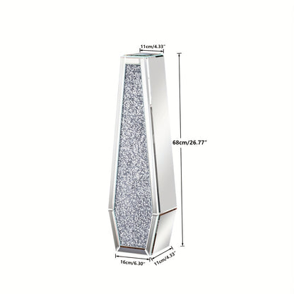 Extra Hoge Vaas – Grote Vazen – Bloemvaas – Interieurvaas – Decoratieve Vaas – Set Van 2 – Spiegelend Glas Met Crushed Diamond – 68 Cm Hoog