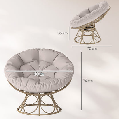 Papasanstoel – Papasstoel – Mandstoel – Draaistoel – Loungestoel – 360° Draaibaar – Weerbestendig PE Rattan