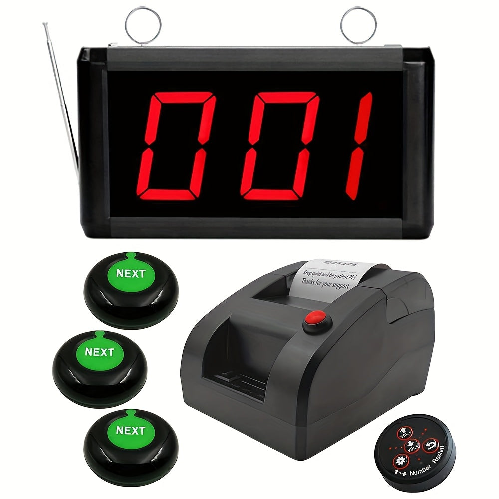 Take A Number Systeem – Wachtrijsysteem – Nummerdisplay – Ticketprinter – Draadloos Oproepsysteem – Met Geheugenfunctie Bij Stroomuitval – Inclusief 3 Next Call Knoppen En Afstandsbediening