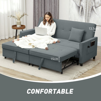 Slaapbank – Bedbank – Bankbed – Logeerbed – Sofa – 3-zits – Velours Bekleding – Verstelbare Rugleuning