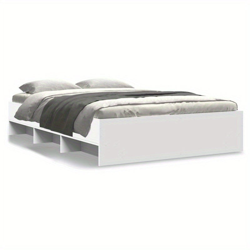 Modern Minimalist White Bed Frame - Extra Large European King Size (140x200cm), Heavy-Duty Hardwood Construction, Easy Assembly, Sturdy & Space-Efficient Design for Master Bedrooms & Guest Rooms - Durable Modern Furniture, Be