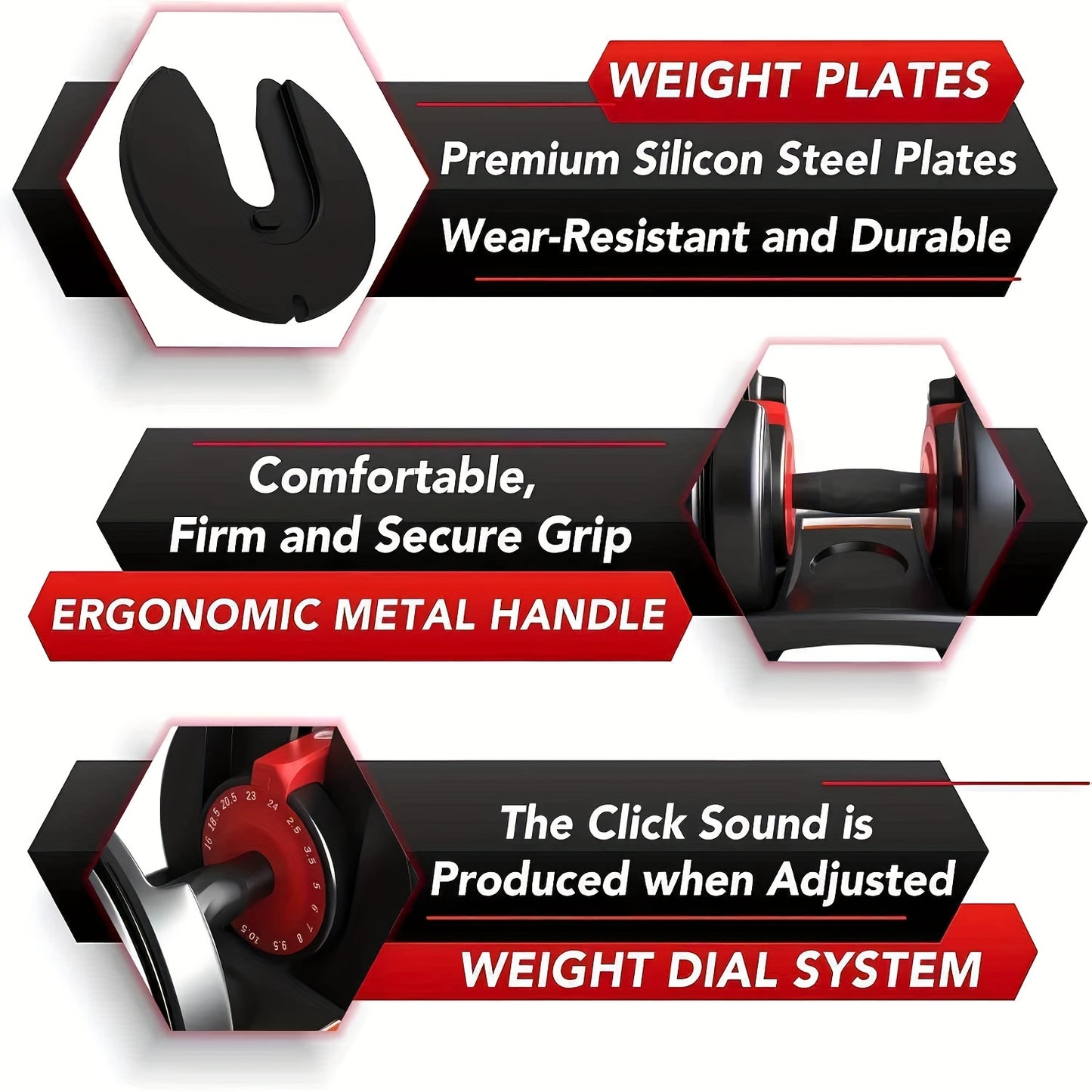HAKENO 24Kg Adjustable Dumbbell, a Versatile 15-In-1 Weight System with Quick-Change Automatic Adjustments And Weight Plates for Home Fitness.