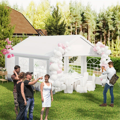 Partytent – Tent – Feesttent – Tuinpaviljoen – Evenemententent – 4x6 Meter – Waterafstotend PE Dak – Afneembare Zijwanden Met Ramen
