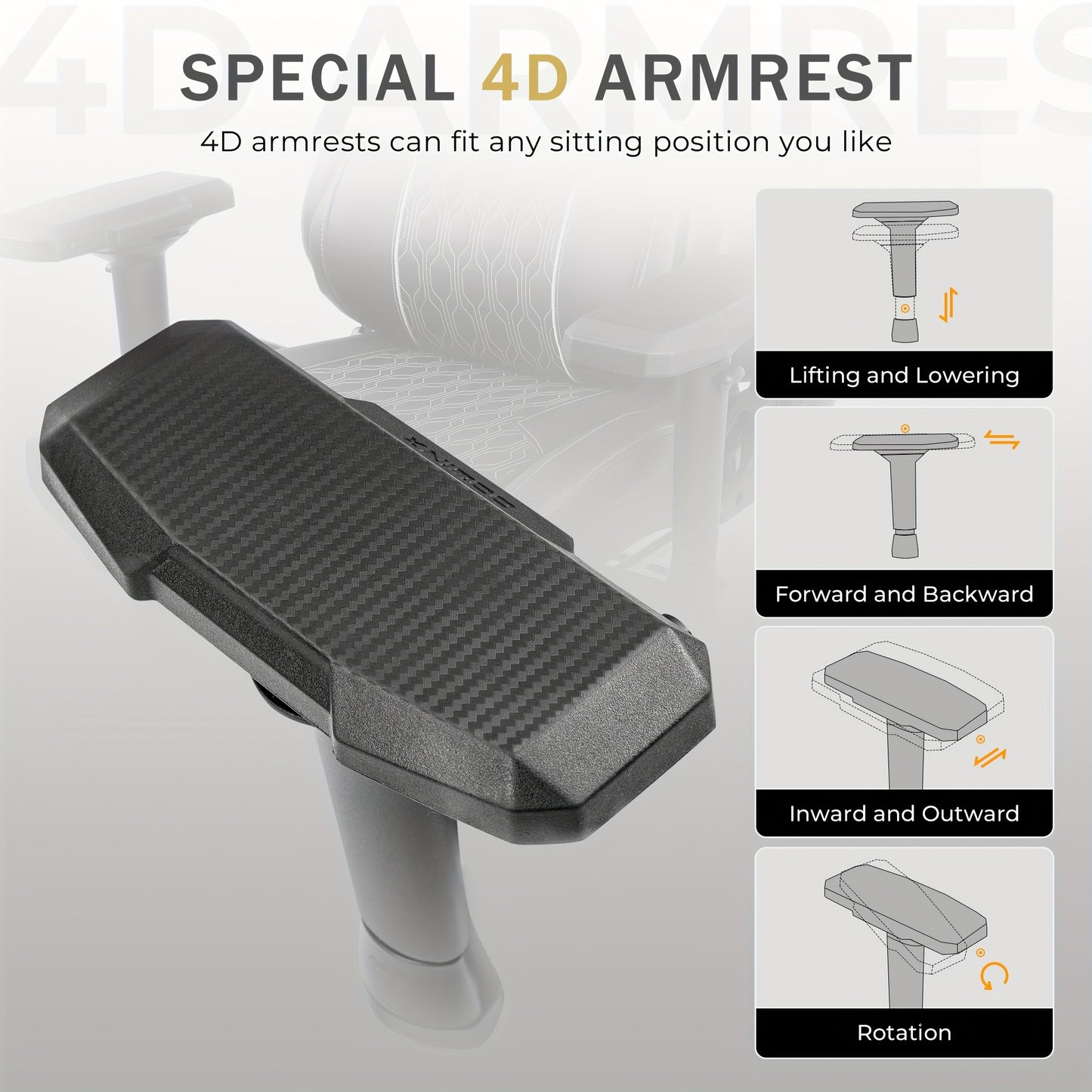 Gamingstoel – Bureaustoel – Ergonomische Stoel – Gaming Chair – Kunstleren Bekleding – 4D Armleuningen – 180° Kantelfunctie - Grijs