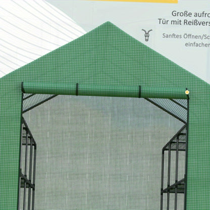 Walk-in Kas – Kweekkas – Serre – Plantenkas – Groentekas – 8 Niveaus – Stalen Frame – UV-bestendige Transparante Hoes – Groen