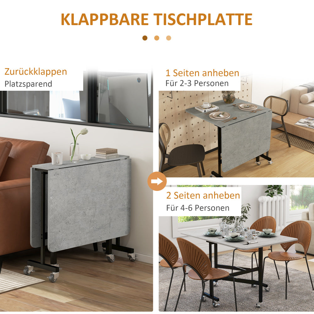 Uitklaptafel – Klaptafel – Vouwtafel – Inklapbare Tafel – Eettafel – Met Wieltjes – Stalen Poten – 120 x 80 x 73 cm – Voor 4-6 Personen