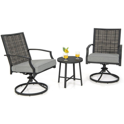 Balkonset – Tuinset – Bistroset – Loungeset – Zitgroep – 2 Draaibare Stoelen – Weerbestendig PE-Rattan