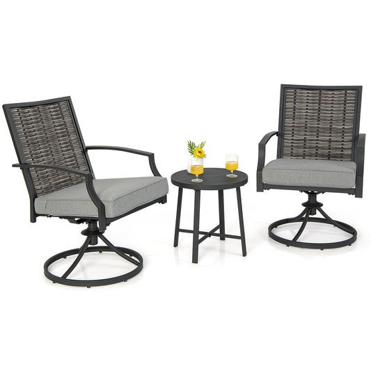 Balkonset – Tuinset – Bistroset – Loungeset – Zitgroep – 2 Draaibare Stoelen – Weerbestendig PE-Rattan
