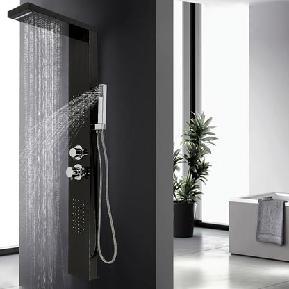 Douchepaneel – Douchekolom – Regendouche – Handdouche – Douchezuil – Zwart RVS – 4 Functies – Compact 130 cm Hoog