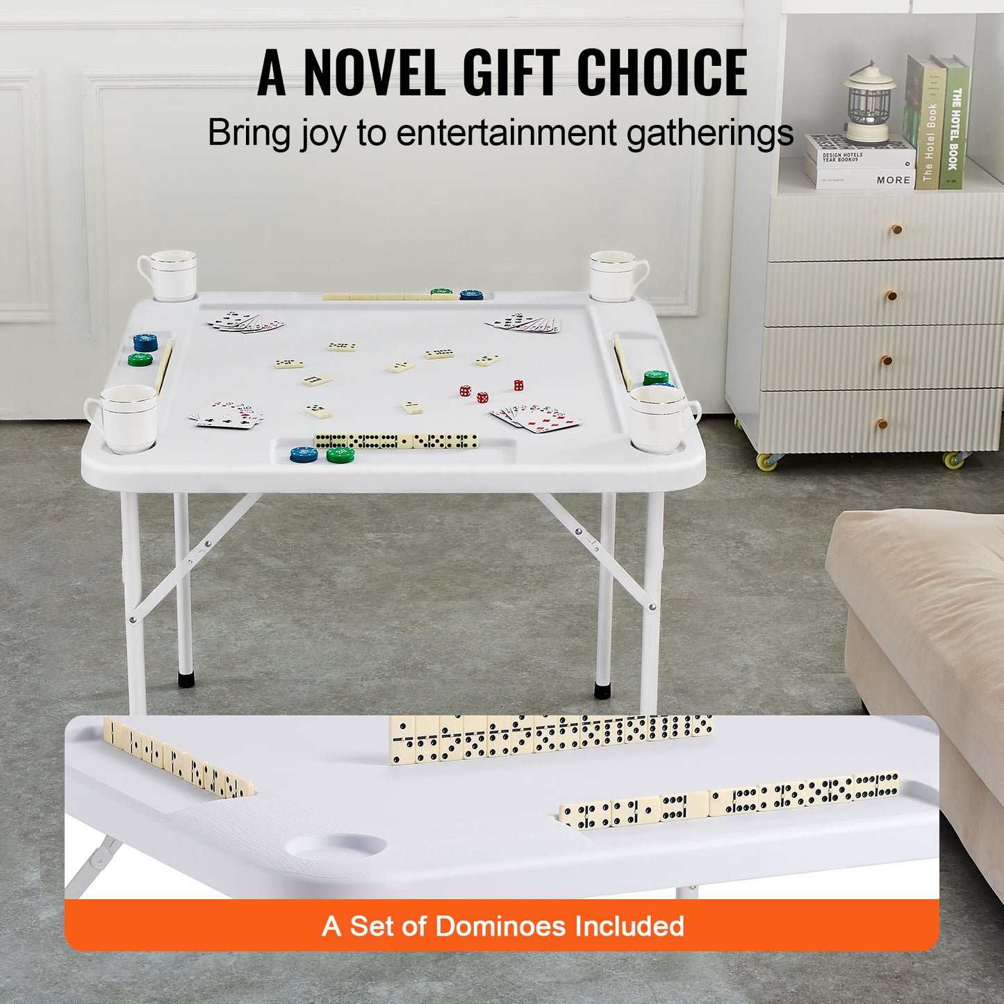 Mahjongtafel – Speeltafel – Kaarttafel – Inklapbare Tafel – Bordspel Tafel – Waterbestendig PE Materiaal – 4 Bekerhouders & Chiplades