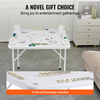 Mahjongtafel – Speeltafel – Kaarttafel – Inklapbare Tafel – Bordspel Tafel – Waterbestendig PE Materiaal – 4 Bekerhouders & Chiplades