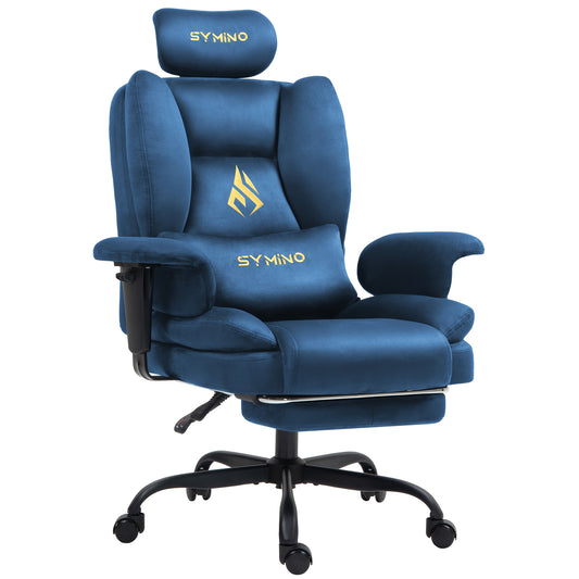 Gamingstoel – Gamestoel – Gaming Chair – Game Stoel – Bureaustoel – Ergonomisch Ontwerp – Fluwelen Bekleding – Verstelbare Rugleuning 90°-155° – Max. Belastbaarheid 130 kg