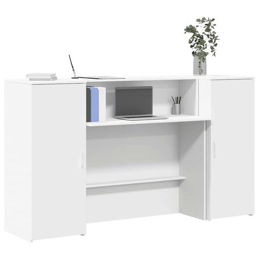 Receptiebalie – Balie – Ontvangstbalie – Ontvangsttafel – Balie Wit – Houten Constructie – Groot Werkblad 180x50 cm