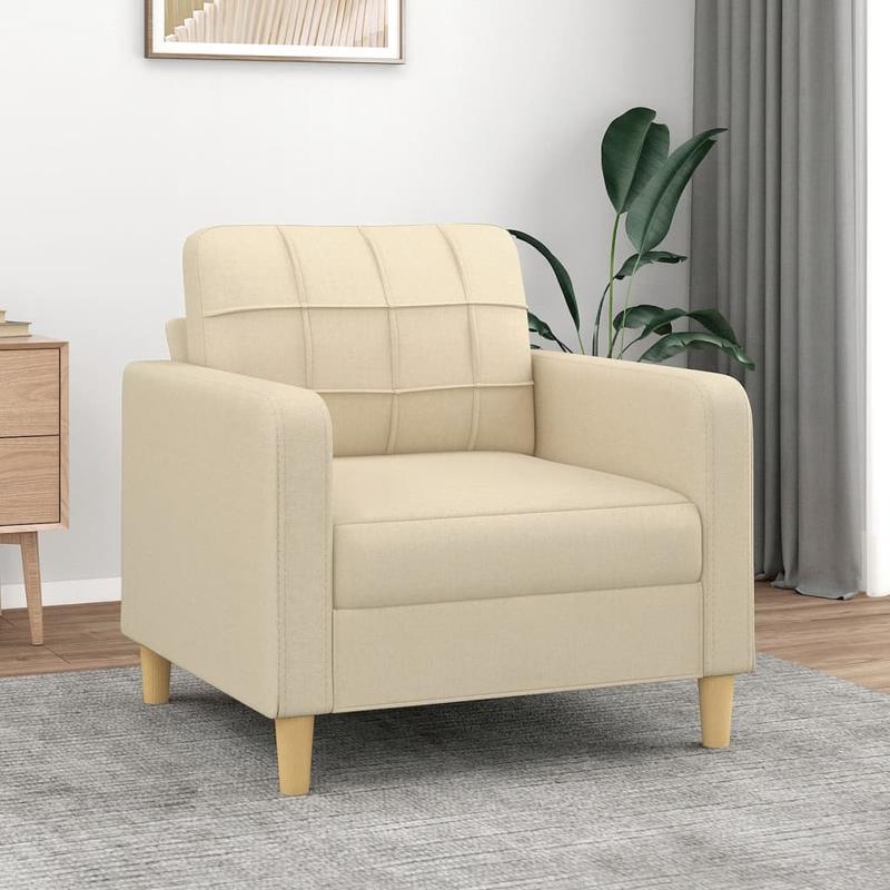 Eenpersoonsbank – Fauteuil – Zitzetel – Lounge Stoel – Sofa – Crème – Stevig MDF Frame – Handmatig Verstelbare Rugleuning