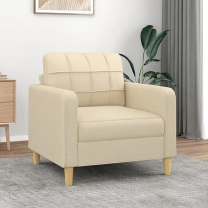 Eenpersoonsbank – Fauteuil – Zitzetel – Lounge Stoel – Sofa – Crème – Stevig MDF Frame – Handmatig Verstelbare Rugleuning