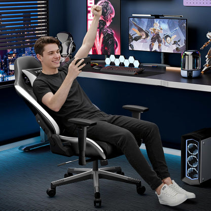 Gamingstoel – Ergonomische Stoel – Gamerstoel – Bureaustoel – Draaistoel – In Hoogte Verstelbaar – Rugleuning 90°-135° – Geschikt Tot 150 Kg – Wit
