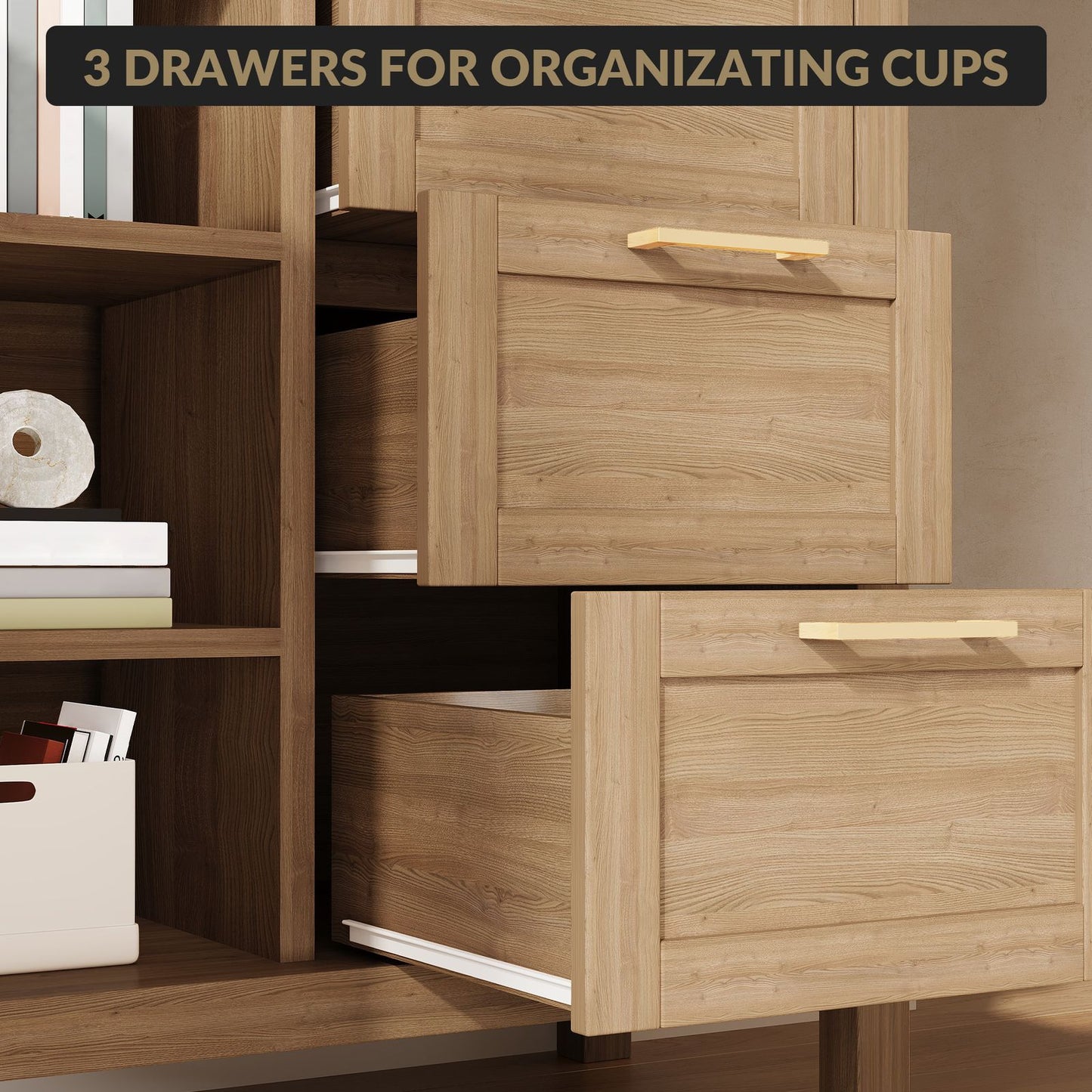 Modern Console Table with 3 Drawers & Adjustable Shelves - Multi-Purpose Storage Cabinet Suitable for Entryway, Living Room, Coffee Bar - Wood -Standing Sideboard with Ample Hidden & Visible Storage, Easy Assembly