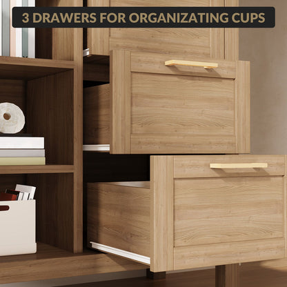 Modern Console Table with 3 Drawers & Adjustable Shelves - Multi-Purpose Storage Cabinet Suitable for Entryway, Living Room, Coffee Bar - Wood -Standing Sideboard with Ample Hidden & Visible Storage, Easy Assembly