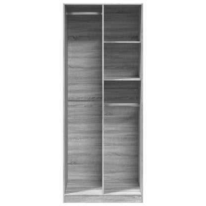 Kledingkast – Garderobekast – Kledingopberger – Dressoir – Opbergkast – Grijs Sonoma Eiken – Vrijstaand – Massief Hout – 80x50x200 cm