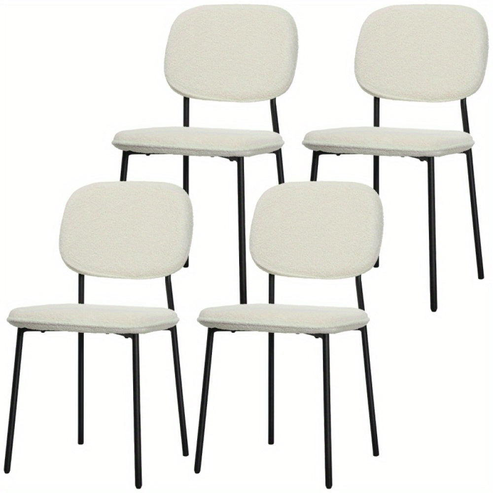 Eetkamerstoelen – Stoelen – Kuipstoelen – Keukenstoelen – Woonkamerstoelen – Set van 4 – Fluwelen Bekleding – Met Stalen Poten – Wit