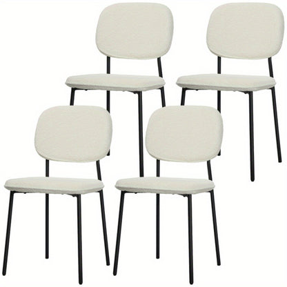 Eetkamerstoelen – Stoelen – Kuipstoelen – Keukenstoelen – Woonkamerstoelen – Set van 4 – Fluwelen Bekleding – Met Stalen Poten – Wit