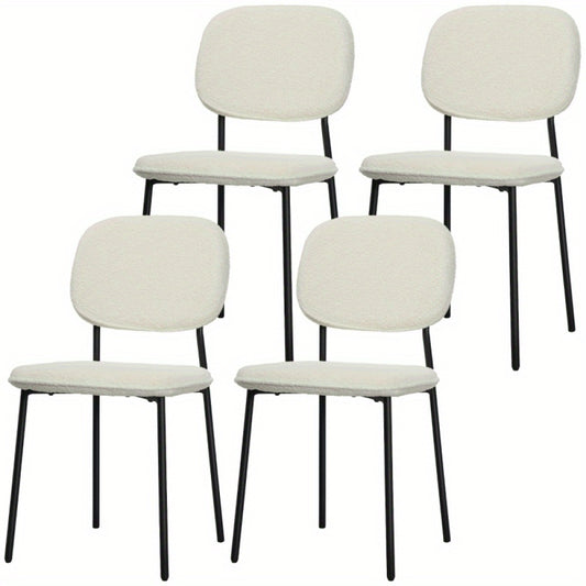 Eetkamerstoelen – Stoelen – Kuipstoelen – Keukenstoelen – Woonkamerstoelen – Set van 4 – Fluwelen Bekleding – Met Stalen Poten – Wit