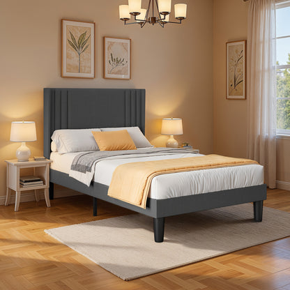Bedframe – Ledikant – Slaapbank – Bedombouw – Slaapmeubel – Beige Soft-Pack Bekleding – 120x200 cm – Stille Strips – 20 cm Opbergruimte Onder Bed