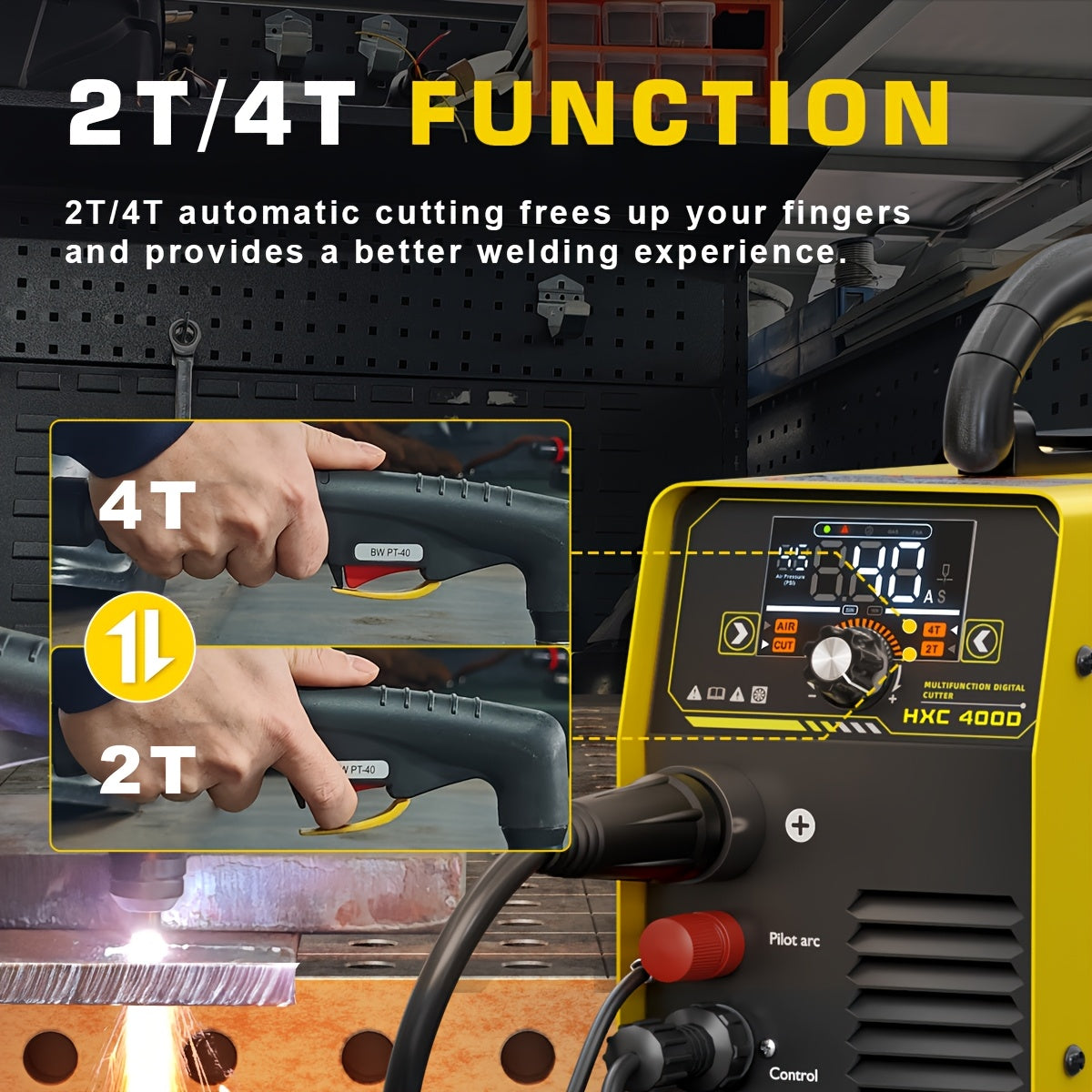 Plasmasnijder – Plasma Cutter – Metaalsnijder – Snijmachine – Lassersgereedschap – 220V – 40 Ampère – Low-frequency Non-Touch Pilot Arc – Groot LED-Display – Maximale Snijdikte 25 mm – IGBT Technologie