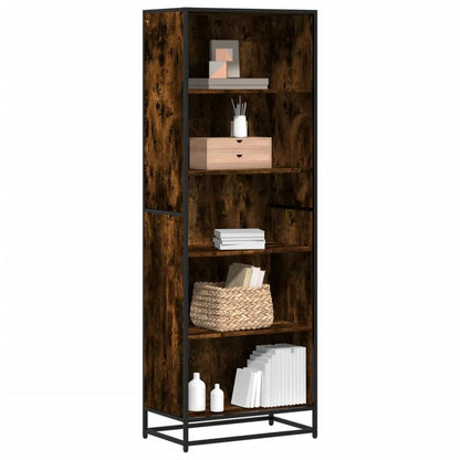 Boekenkast – Vakkenkast – Opbergkast – Wandkast – Boekplank – Handgemaakt – Gerookt Eikenhout – 60x35x170,5 cm – Met Slot – Metaalframe