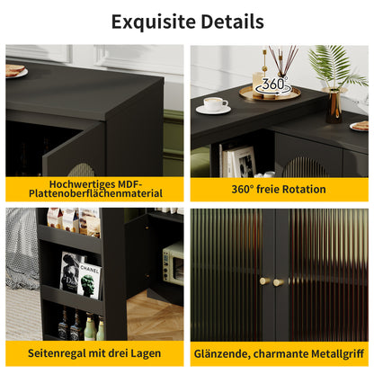 Keukeneiland – Keukenbar – Keukenkast – Buffetkast – Serveerwagen – 360° Draaibaar – Modern MDF Wit 120x40x97 cm
