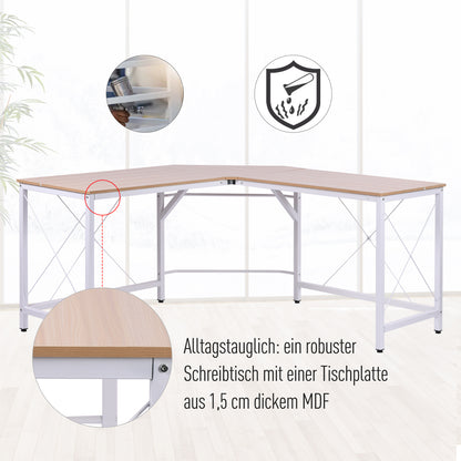 Hoekbureau – Bureau – Computerbureau – Werktafel – Hoektafel – L-vormig Design – Melamine MDF – 150x150x76 cm – Waterbestendig – Verstelbare Poten