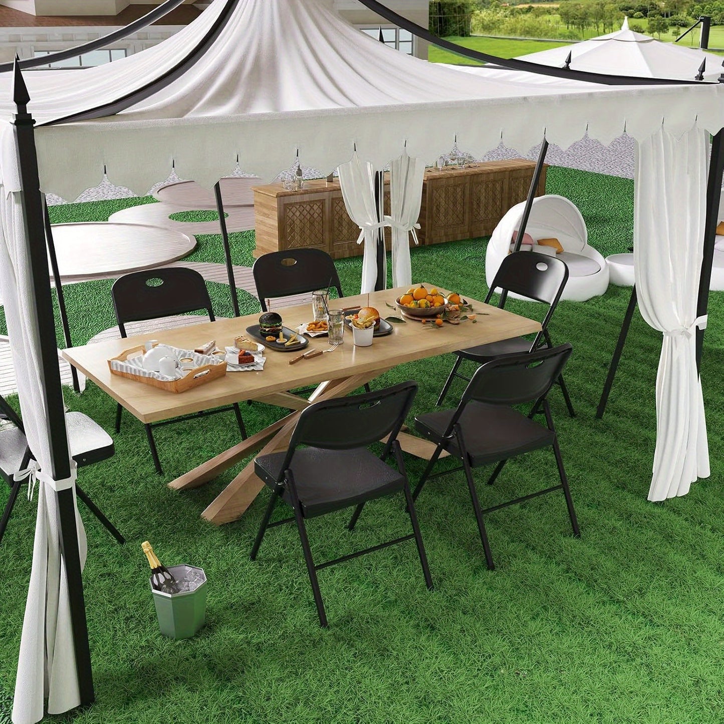 Set van 2 Opvouwbare Plastic Stoelen – Vouwstoelen met Metalen Frame en Gevoerde Zitting en Rugleuning – Zwart, Voor Thuis, Kantoor of Evenementen