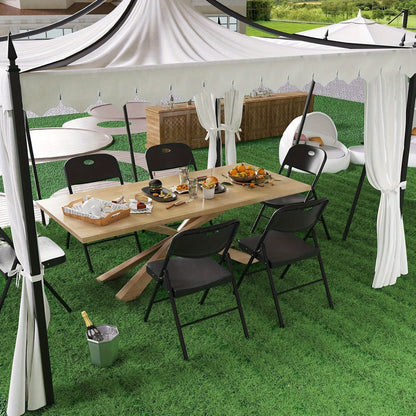 Set van 2 Opvouwbare Plastic Stoelen – Vouwstoelen met Metalen Frame en Gevoerde Zitting en Rugleuning – Wit, Voor Thuis, Kantoor of Evenementen