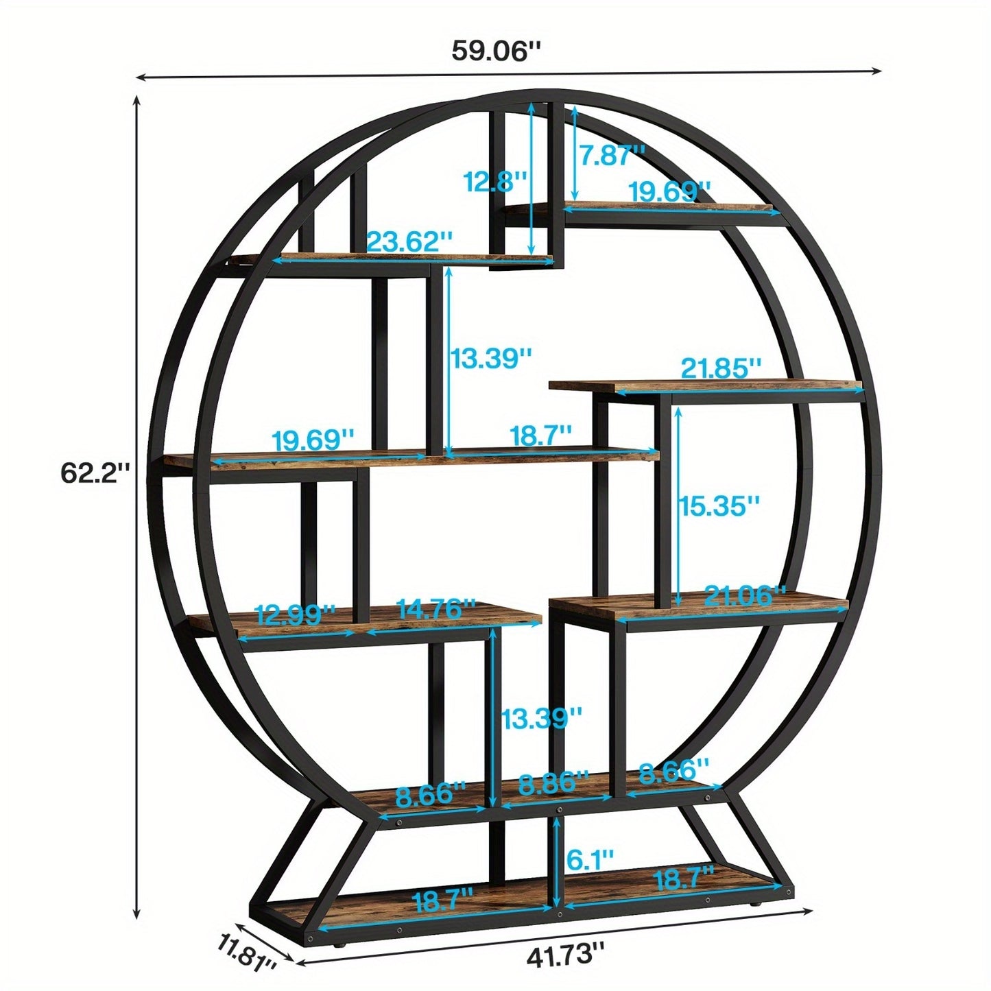 Boekenkast – Boekplank – Boekenrek – Open Kast – Opbergkast – Rustic Brown – Ruimtebesparend Verticaal Design – Stevig Houten Frame Met Metalen Steunen
