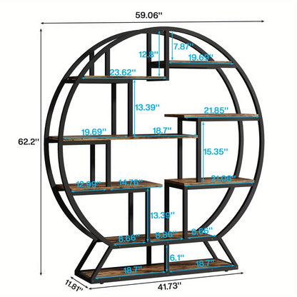 Boekenkast – Boekplank – Boekenrek – Open Kast – Opbergkast – Rustic Brown – Ruimtebesparend Verticaal Design – Stevig Houten Frame Met Metalen Steunen