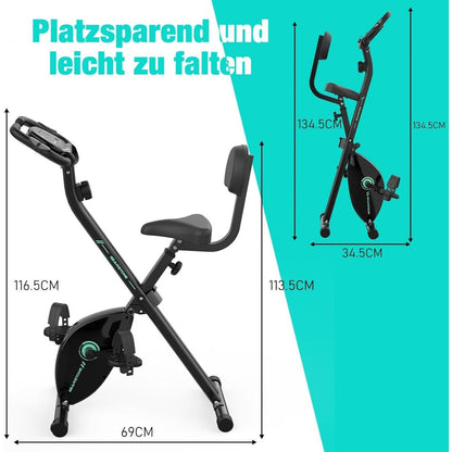 Hometrainer – Fitnessfiets – Opvouwbare Fiets – Indoorfiets – Trainingsfiets – 8 Weerstandsniveaus – Inklapbaar X-Frame tot 120 kg