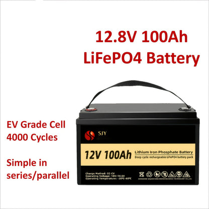 LiFePO4 Accu – Lithium Accu – Bootaccu – Camper Accu – Solar Accu – 12V 100Ah – Ingebouwd BMS Met LCD Display – Langdurige Energievoorziening