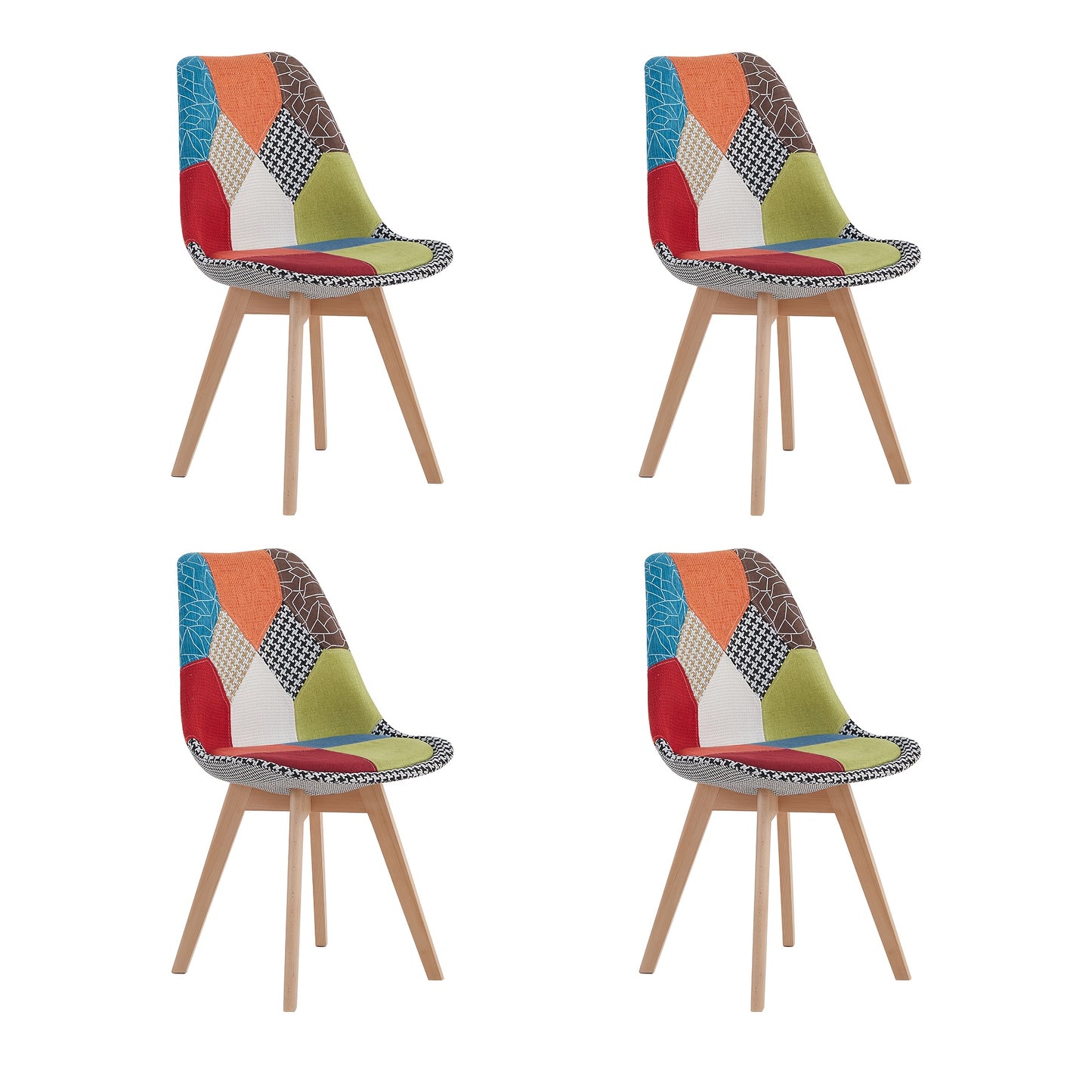 Eetkamerstoelen – Stoelen – Kuipstoelen – Keukenstoelen – Scandinavische Stoelen – Set Van 4 – Ergonomisch Design – Linnen Bekleding Met Houten Poten