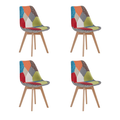Eetkamerstoelen – Stoelen – Kuipstoelen – Keukenstoelen – Scandinavische Stoelen – Set Van 4 – Ergonomisch Design – Linnen Bekleding Met Houten Poten