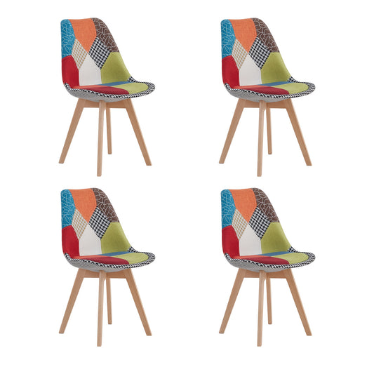 Eetkamerstoelen – Stoelen – Kuipstoelen – Keukenstoelen – Scandinavische Stoelen – Set Van 4 – Ergonomisch Design – Linnen Bekleding Met Houten Poten