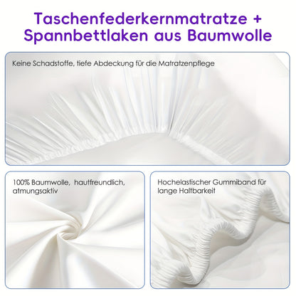 7-Zone Pocket Spring Mattress, 90×200 Cm, 22 Cm Height, Foam And Ergonomic Support, Firmness H3, Includes Fitted Sheet, Ideal for Adults.