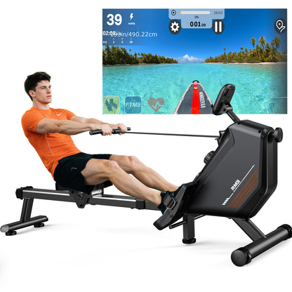 Roeitrainer – Roeimachine – Fitnessapparaat – Cardioapparaat – Home Trainer – Inklapbaar Design – 16 Magneetjes Weerstand – Roestvrijstalen Frame – Zwart – Max 160 kg