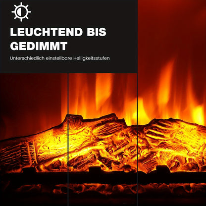 Elektrische Haard – Vuurtafel – Haardkachel – Sfeerkachel – Vuurkorf – Realistisch 3D Vlammenbeeld – Verwarming 1800-2000W voor 30 m² – Vrijstaand Zwart Met Mantel