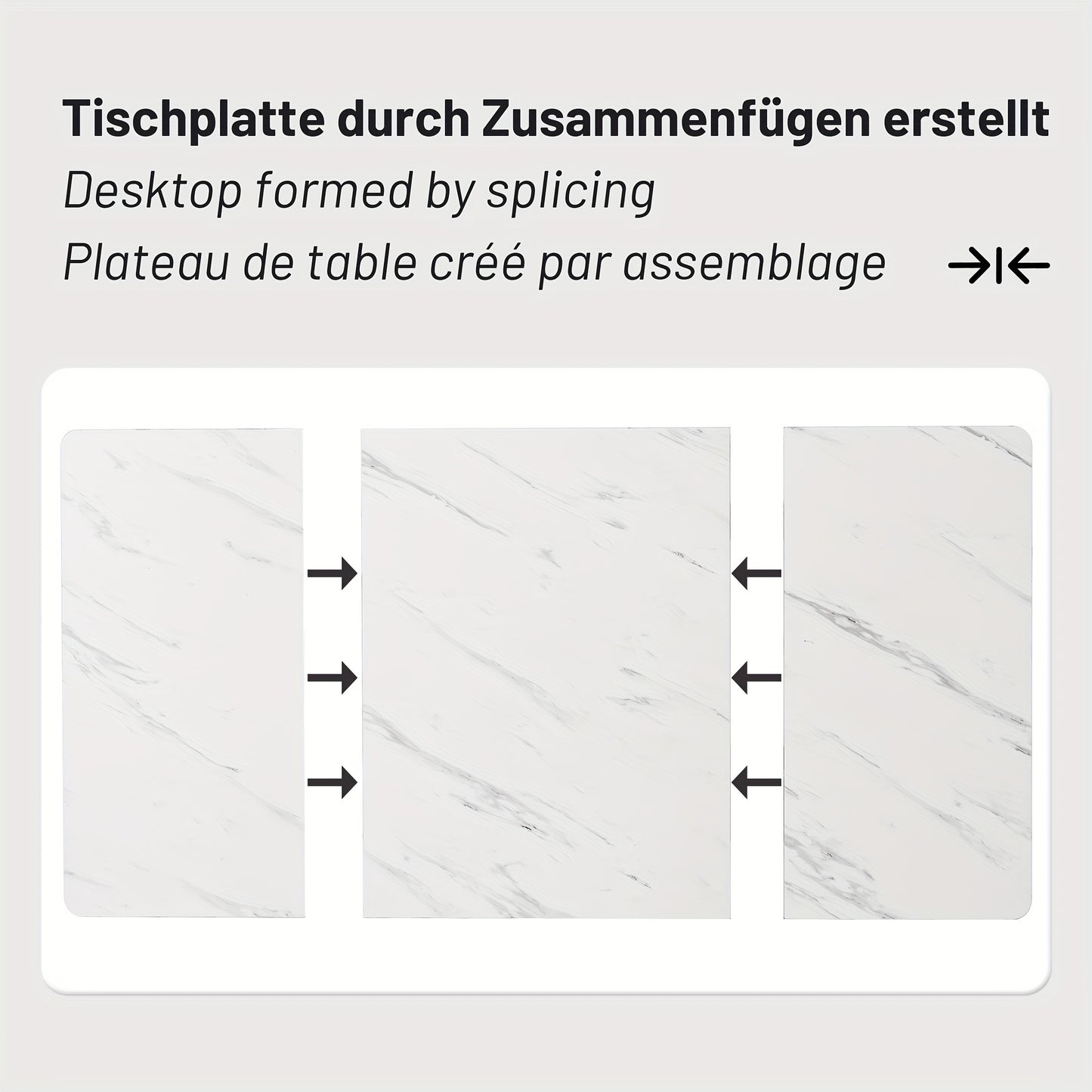 Eettafel – Tafeltje – Keukentafel – Diner tafel – Eetkamertafel – Rechthoekig – MDF Marmerpatroon – Verstelbare Metalen Poten