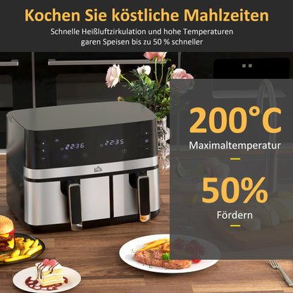 Airfryer – Heteluchtfriteuse – Luchtfriteuse – Friteuse – Airfryer Oven – 2700 Watt – 8 Instelbare Programma’s – Zwart-Zilver – Compacte Maat 41,8x39,2x31,1 cm