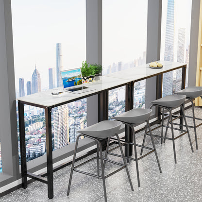 Bar Table Tall: 105.16cm Tall Contemporary White Rectangular Bar Table Kitchen Countertop Pub Table Sintered Stone-top For Dining Room, Business Area, Offices