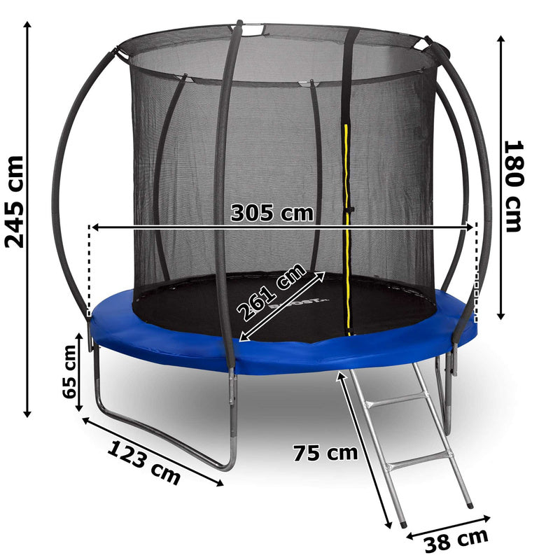 Trampoline – Springkussen – Springmat – Buitenspeelgoed – Kindertrampoline – Ø 305 cm – Veiligheidsnet en Ladder