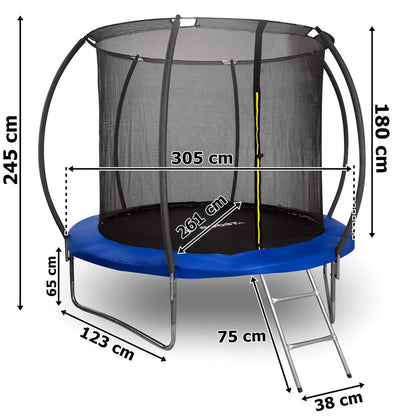 Trampoline – Springkussen – Springmat – Buitenspeelgoed – Kindertrampoline – Ø 305 cm – Veiligheidsnet en Ladder