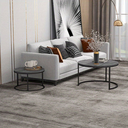 Bijzettafel – Sidetable – Nachtkastje – Salontafel – Bijzettafeltje – Set Van 2 – Rond – Stapelbaar – Metaal – Lichtgewicht – Ruimtebesparend – Grijs